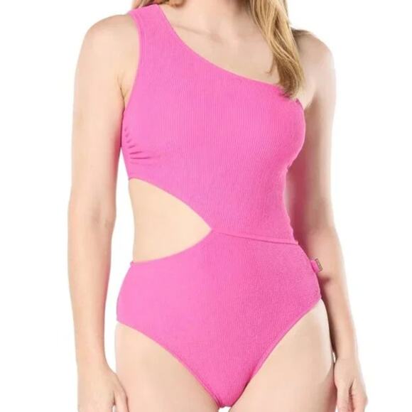 NWT MICHAEL Michael Kors Women’s One Piece Cut Out Swimsuit Pink - Picture 1 of 4
